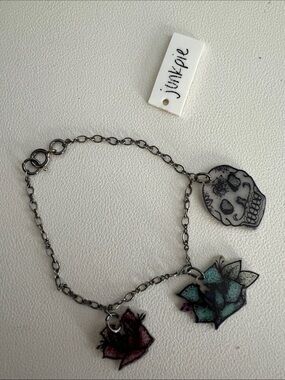 Floral and Skull Bracelet by Junkpie